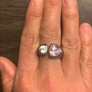 Amethyst and quartz ring